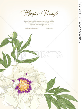White Peony. Template for wedding invitation, White Peony. Template for wedding invitation, 59412344