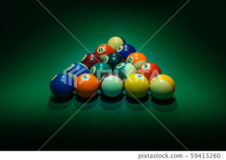 Group of billiard balls in form of triangle 59413260