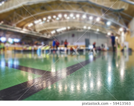 Black corner lines on green floor of inside court. Black corner lines on green floor of inside court. 59413563