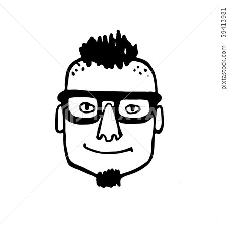 Doodle sketch of boy with glasses 59413981