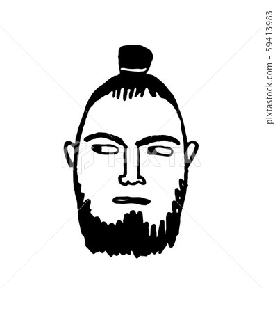 Doodle sketch of man with samurai hairstyle. - Stock Illustration  [59413983] - PIXTA