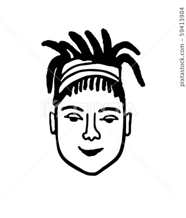 Doodle sketch of girl with dreadlocks. 59413984