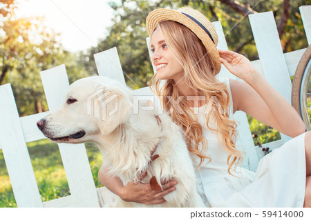 Young woman blonde hair summer style concept Young woman blonde hair summer style concept 59414000