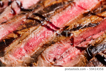 sliced beef steak 59414358