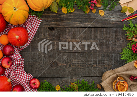 Halloween celebration holiday wooden table top view Halloween celebration holiday wooden table top view 59415490