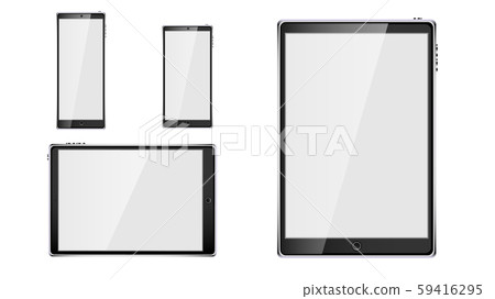 Set of black realistic tablet computer mobile smart smart mobile phone, smartphone with glossy blank Set of black realistic tablet computer mobile smart smart mobile phone, smartphone with glossy blank 59416295