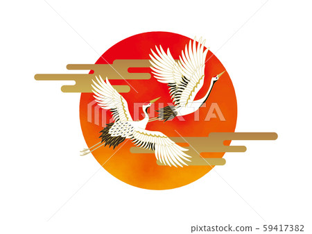 起重機和朝日圖 59417382