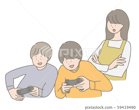Parents paying attention to children playing games 59419490