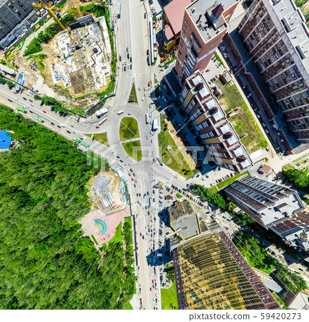 Aerial city view. Urban landscape. Copter shot. Panoramic image. 59420273
