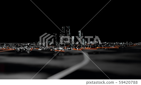 Abstract modern city at night. 3D illustration Abstract modern city at night. 3D illustration 59420788