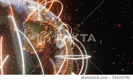 Connection curves and dots around Earth globe Connection curves and dots around Earth globe 59420790