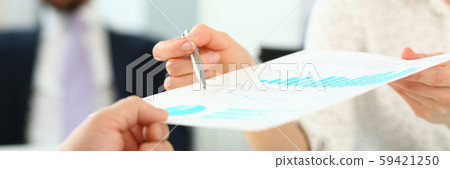 Gorgeous woman discuss project 59421250