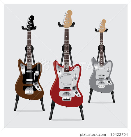 Vector Illustration Electric Guitar set with Stand Vector Illustration Electric Guitar set with Stand 59422704