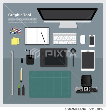 Flat design Graphic Designer Workplace concept Vector Illustration 59423092