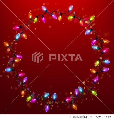 Light garland ring template on red background. EPS 10 Light garland ring template on red background. EPS 10 59424556
