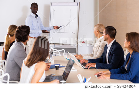African American businessman making presentation African American businessman making presentation 59424804