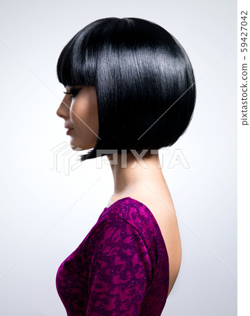 Beautiful woman with short hairstyle. 59427042