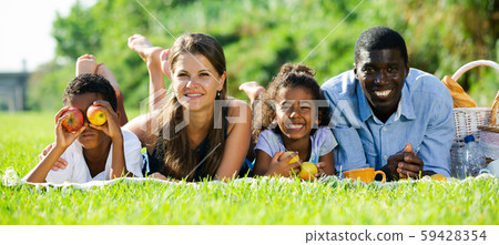 Family lying on blanket on picnic Family lying on blanket on picnic 59428354