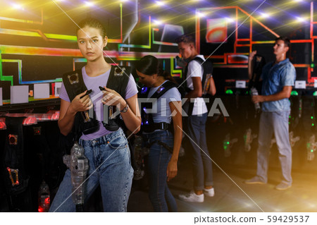 people looking laser guns and clothes together 59429537