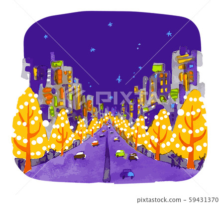 Night view illumination - Stock Illustration [59431370] - PIXTA