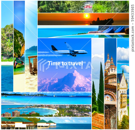 Tour packages concept. Collage for travel theme Tour packages concept. Collage for travel theme 59433985