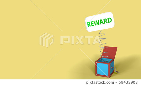 Jack-in-the-box with REWARD text on the popping plate. 3D rendering Jack-in-the-box with REWARD text on the popping plate. 3D rendering 59435908