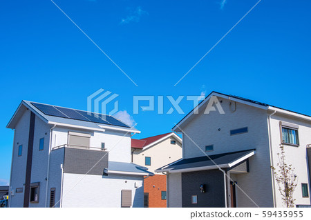 Blue sky and new construction eco house Blue sky and new construction eco house 59435955