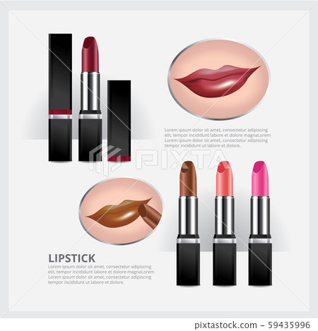 Set of color lipsticks and demonstration with Mouth vector illustration 59435996