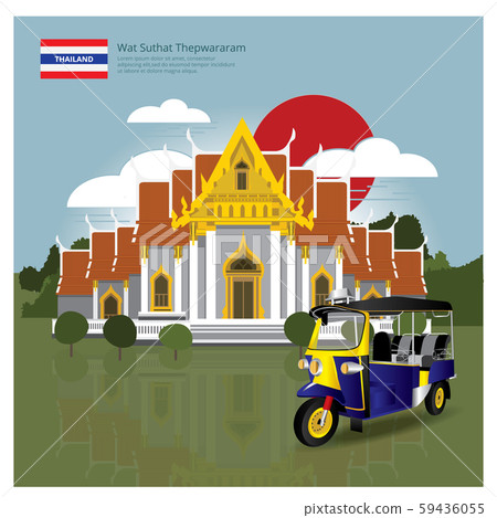 Thailand Landmark and Travel Attractions Vector Illustration 59436055