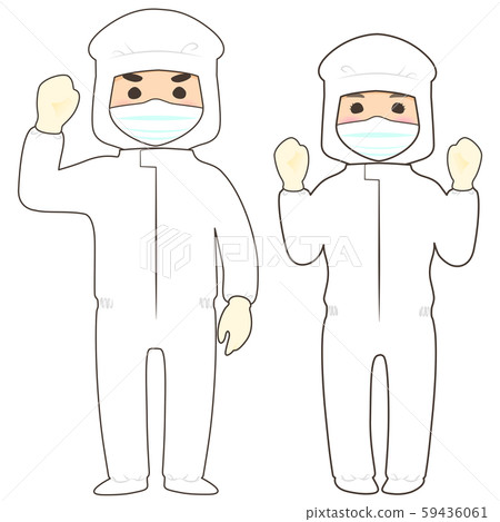 潔淨室工作人員穿著無塵衣服(白線) 潔淨室工作人員穿著無塵衣服(白線) 59436061