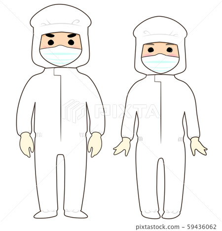 潔淨室工作人員穿著防護無塵服 潔淨室工作人員穿著防護無塵服 59436062
