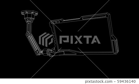 Robotic arm with futuristic monitor. Vector Robotic arm with futuristic monitor. Vector 59436140