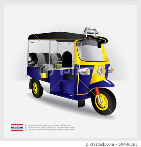 Thailand Tuk Tuk Car Vector Illustration 59436163