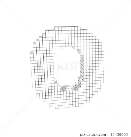 3d pixelated capital letter O. Vector outline 59439003