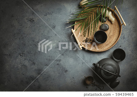 Traditional Asian tea ceremony arrangement, flat lay Traditional Asian tea ceremony arrangement, flat lay 59439465