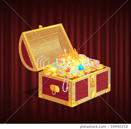 Loot Box with Gemstone, Brilliant and Coin Vector Loot Box with Gemstone, Brilliant and Coin Vector 59440358