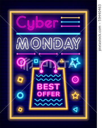 Cyber Monday Best Offer Discount Neon Sign Promo Cyber Monday Best Offer Discount Neon Sign Promo 59440463