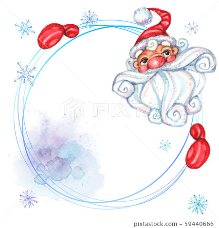 Sign postcard with Santa Claus. Space for text. Watercolor. Vector 59440666