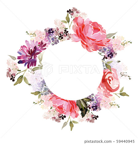 Vector card with floral pattern in watercolor 59440945
