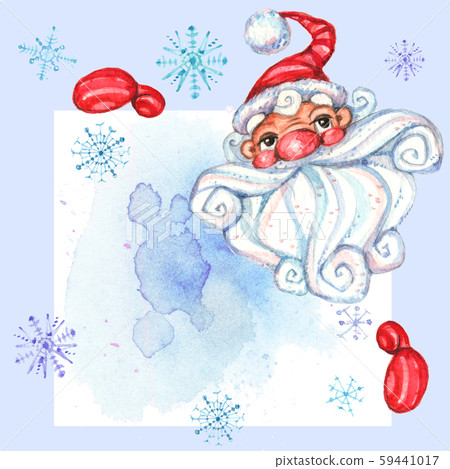 Invitation with Santa Claus. Christmas card with space for text. Watercolor 59441017