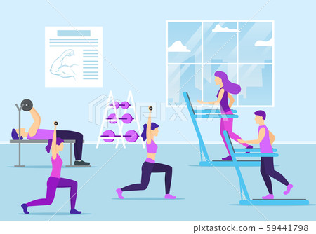 Cartoon Color Characters People and Fitness Gym Concept. Vector Cartoon Color Characters People and Fitness Gym Concept. Vector 59441798
