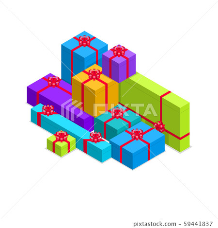 Gift Pile Concept 3d Isometric View. Vector 59441837