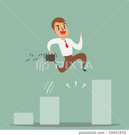 Business growth concept. Businessman jump over growing chart. 59441838