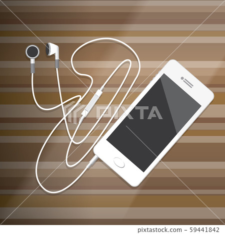Smartphone with Earphone on wood desktop Vector Illustration Smartphone with Earphone on wood desktop Vector Illustration 59441842