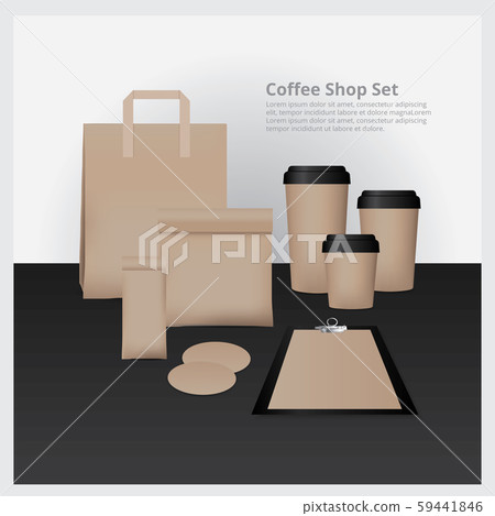 Coffee Shop Set Mock Up Vector Illustration 59441846