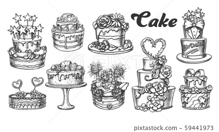 Cake Pie Delicious Collection Retro Set Vector Cake Pie Delicious Collection Retro Set Vector 59441973