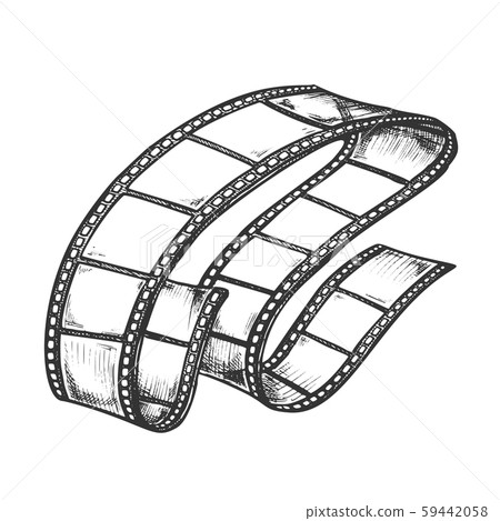 Film Strip For Video Camera Monochrome Vector 59442058