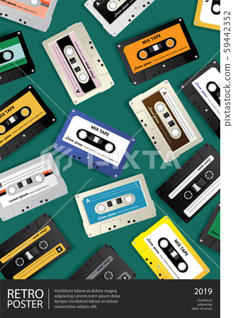 Vintage Retro Cassette Tape Poster Design Template Vector Illustration 59442352