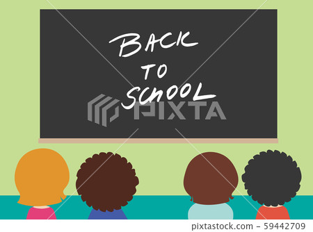 Four children in school class with black board Four children in school class with black board 59442709