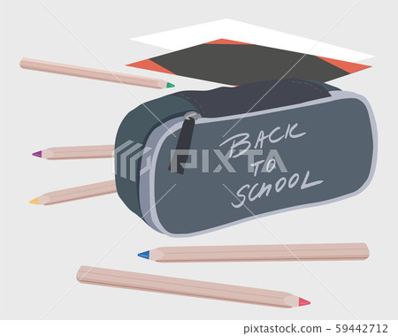 Vector illustration of pencils and school case 59442712